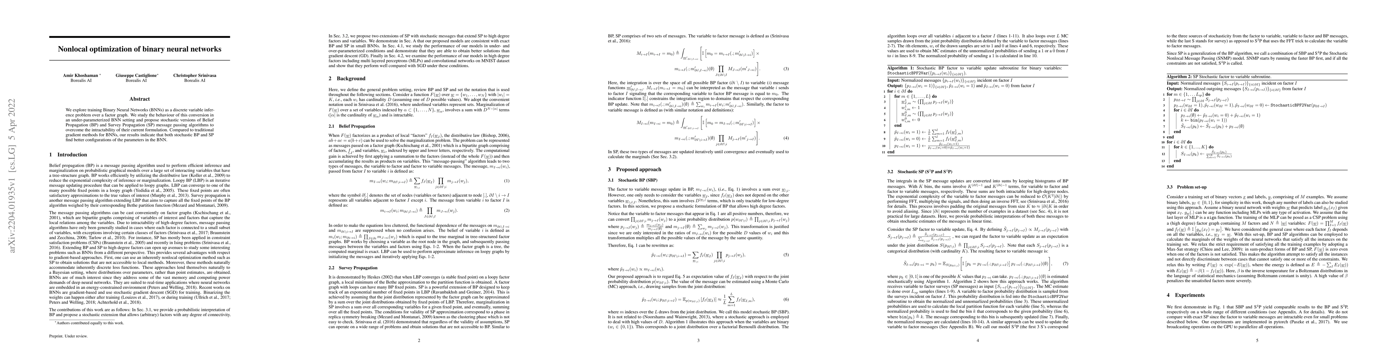 Thumbnail for Nonlocal optimization of binary neural networks