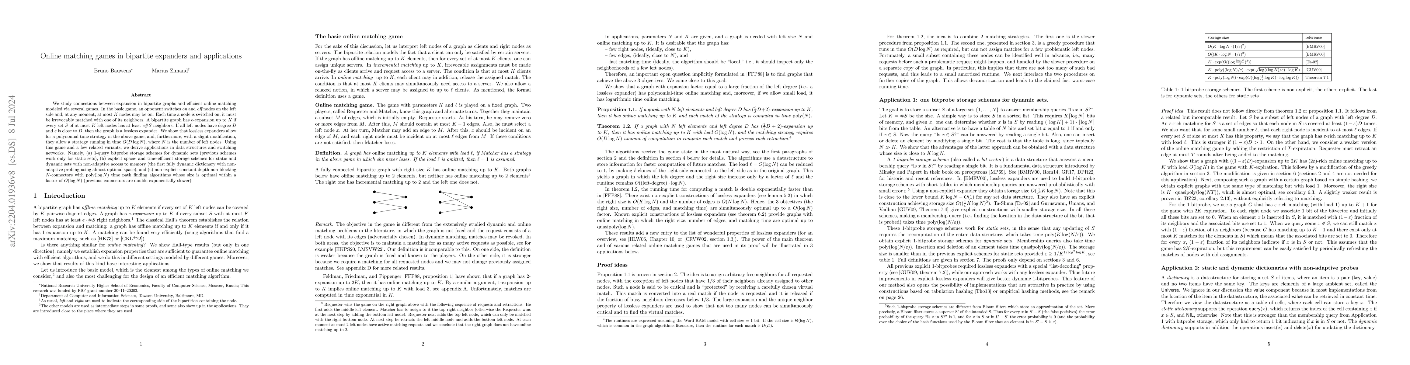 Thumbnail for Online matching games in bipartite expanders and applications