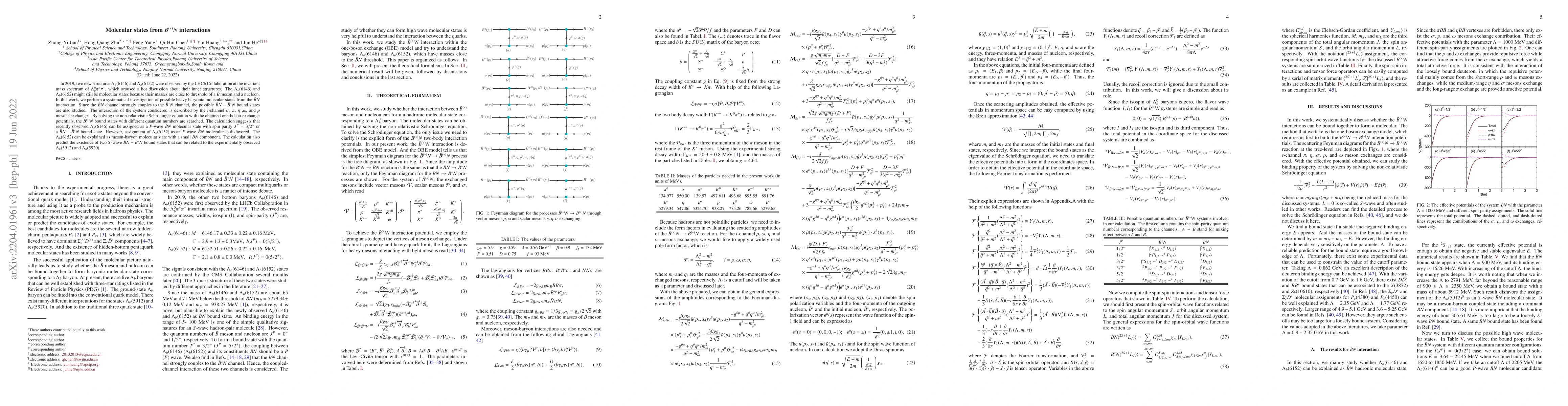 Thumbnail for Molecular states from $\bar{B}^{(*)}N$ interactions