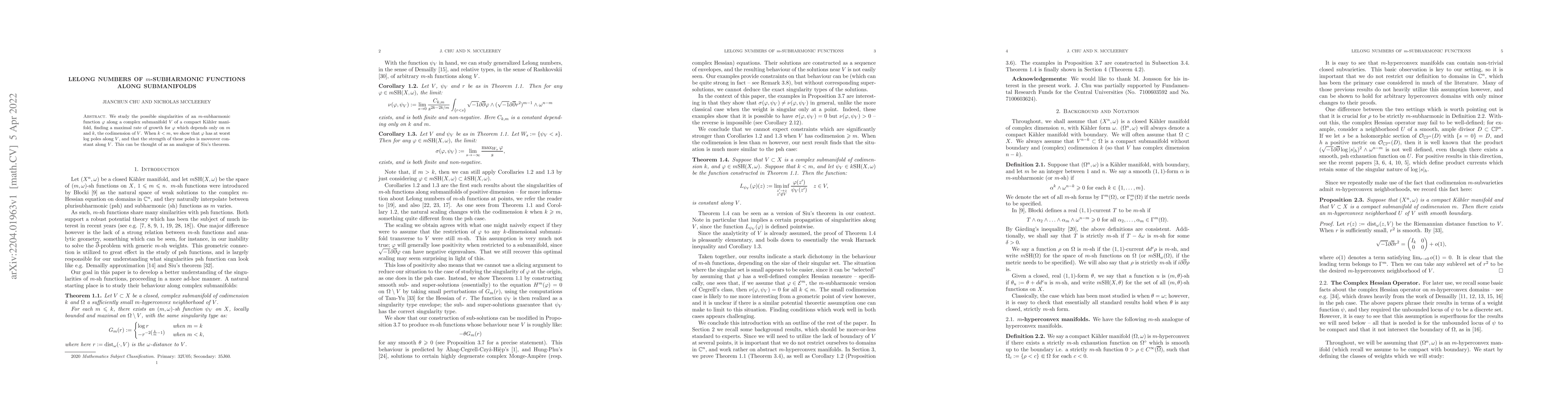 Thumbnail for Lelong Numbers of $m$-Subharmonic Functions Along Submanifolds
