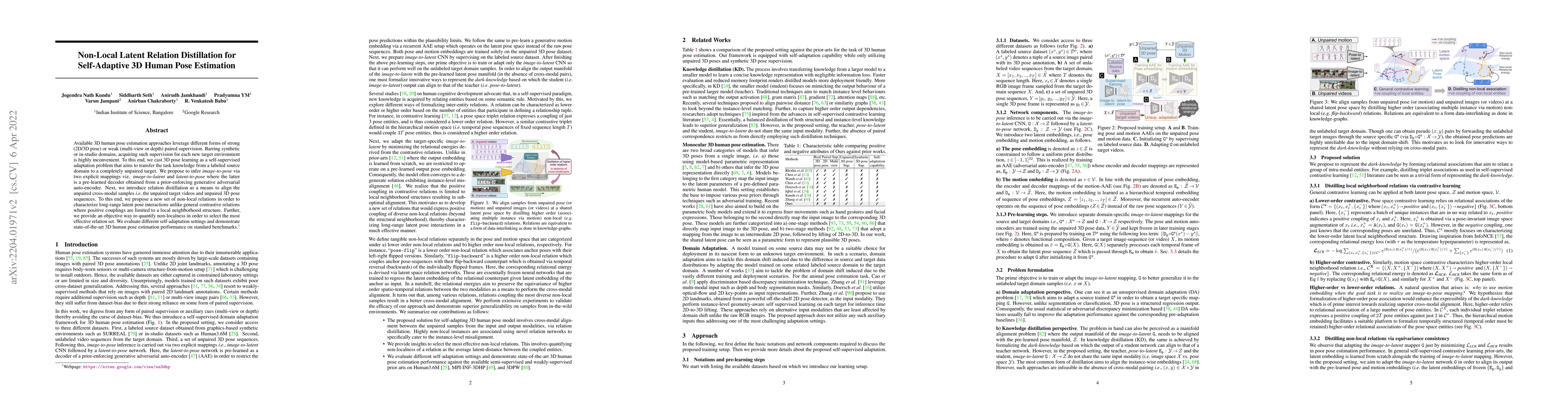 Thumbnail for Non-Local Latent Relation Distillation for Self-Adaptive 3D Human Pose
  Estimation