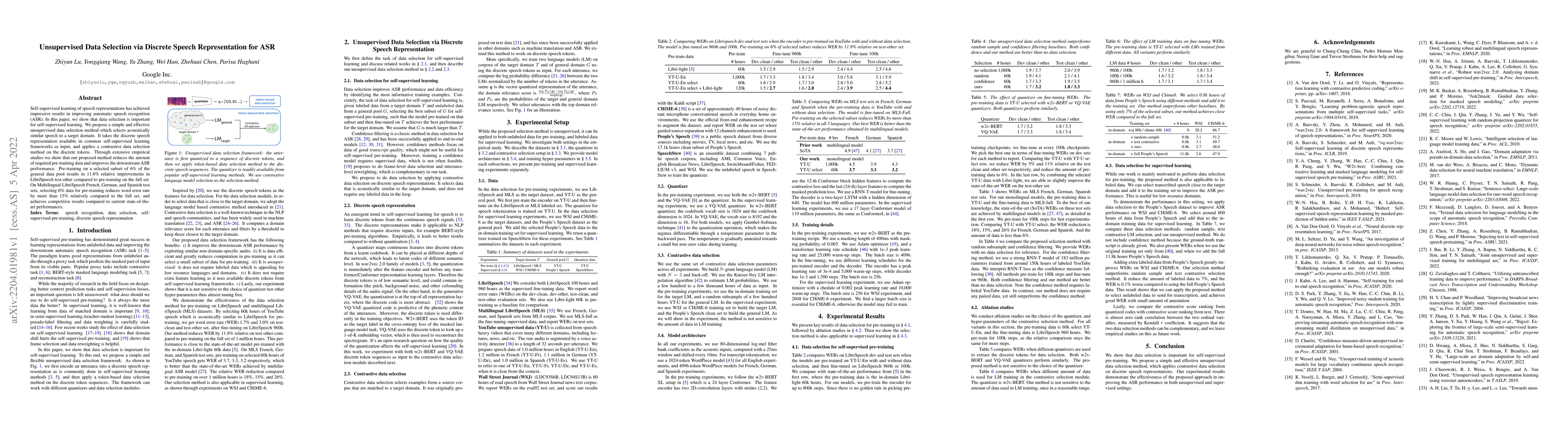 Thumbnail for Unsupervised Data Selection via Discrete Speech Representation for ASR