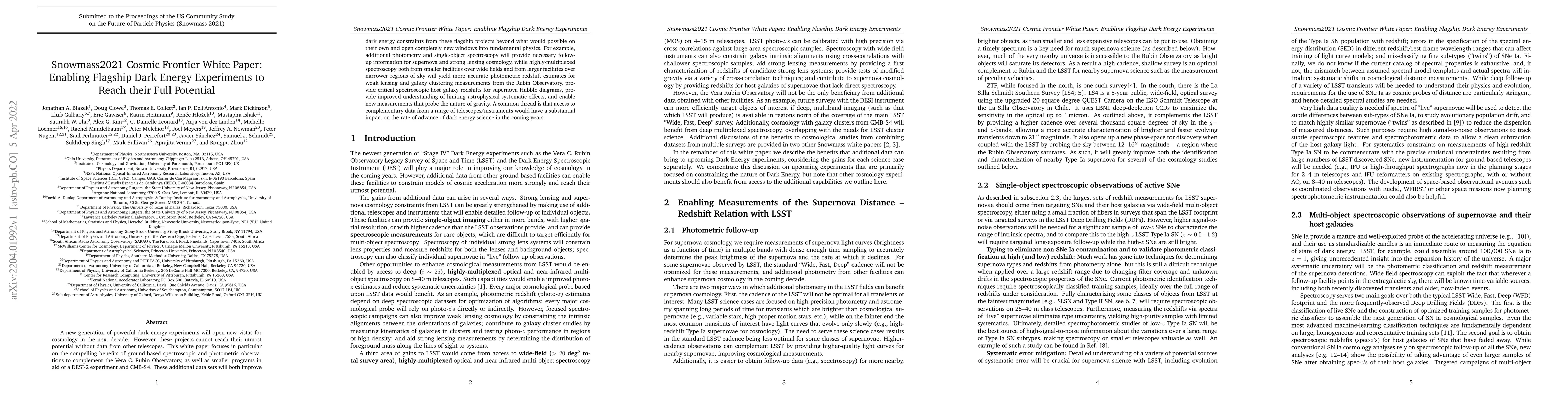 Thumbnail for Snowmass2021 Cosmic Frontier White Paper: Enabling Flagship Dark Energy
  Experiments to Reach their Full Potential