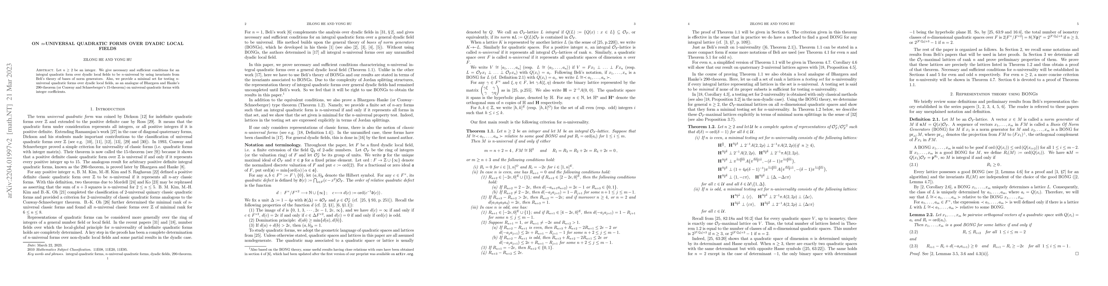 Thumbnail for On $n$-universal quadratic forms over dyadic local fields