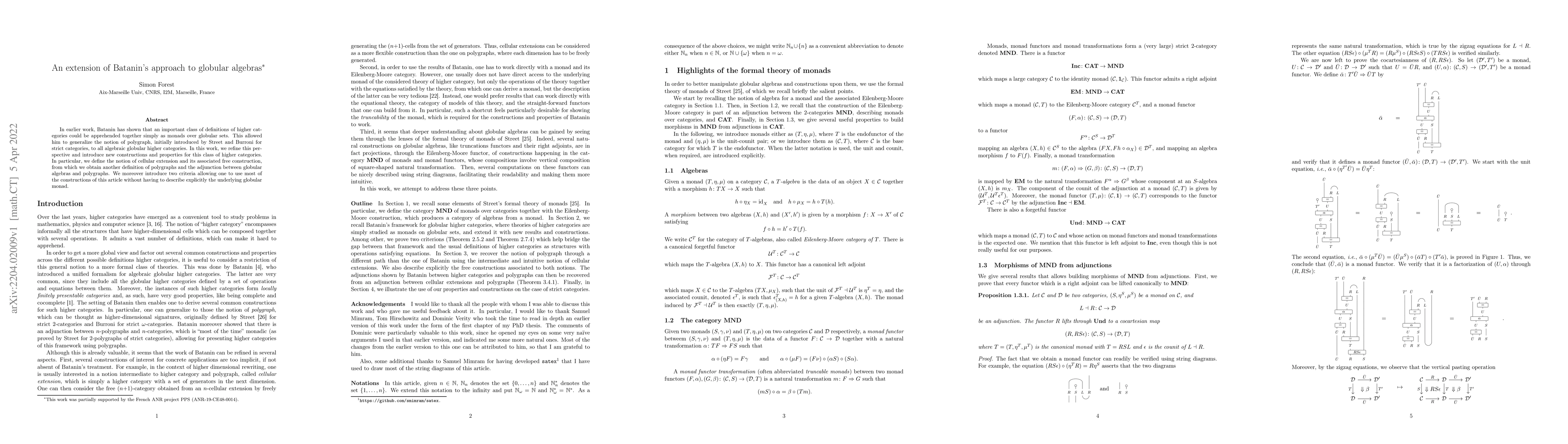 Thumbnail for An extension of Batanin's approach to globular algebras