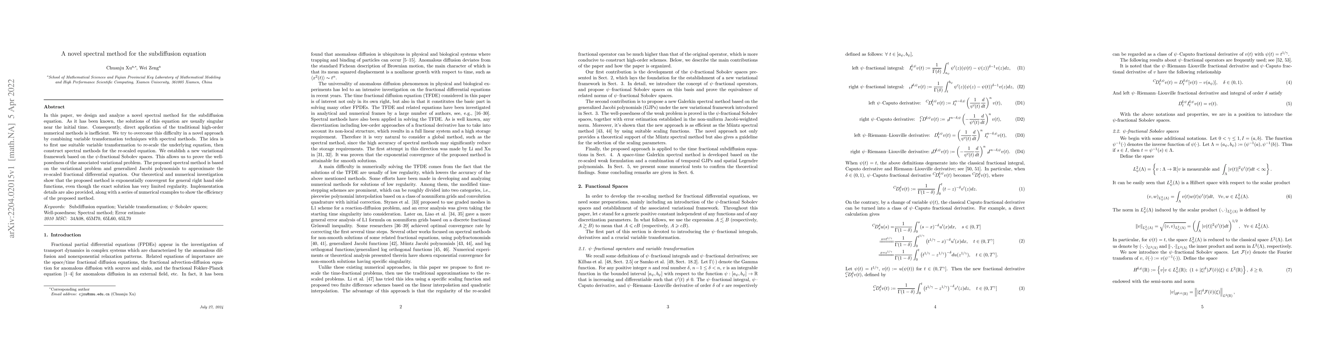 Thumbnail for A novel spectral method for the subdiffusion equation