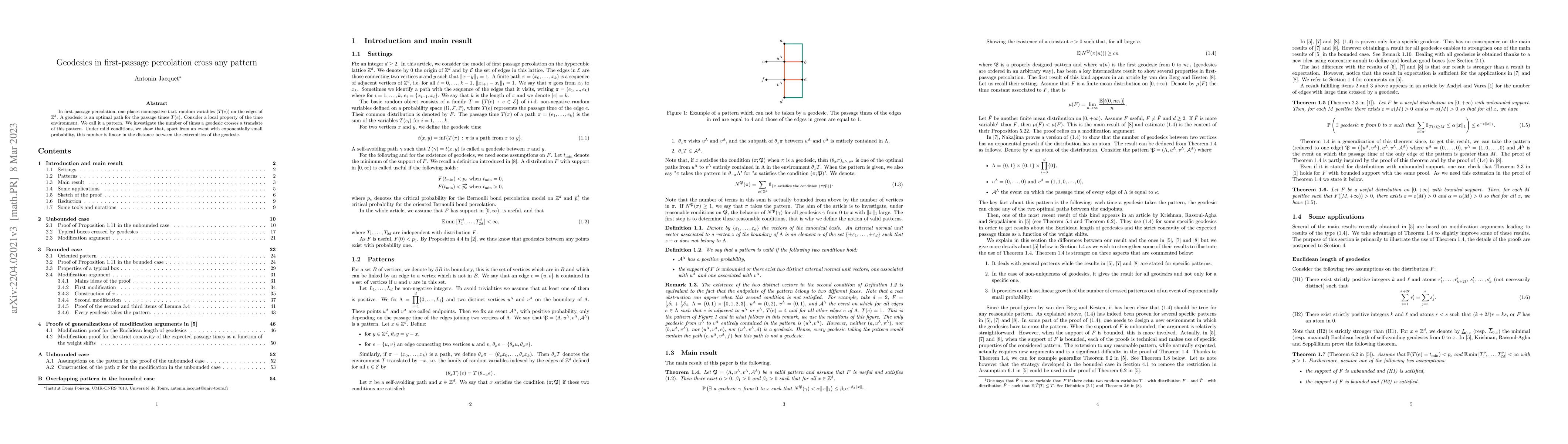 Thumbnail for Geodesics in first-passage percolation cross any pattern