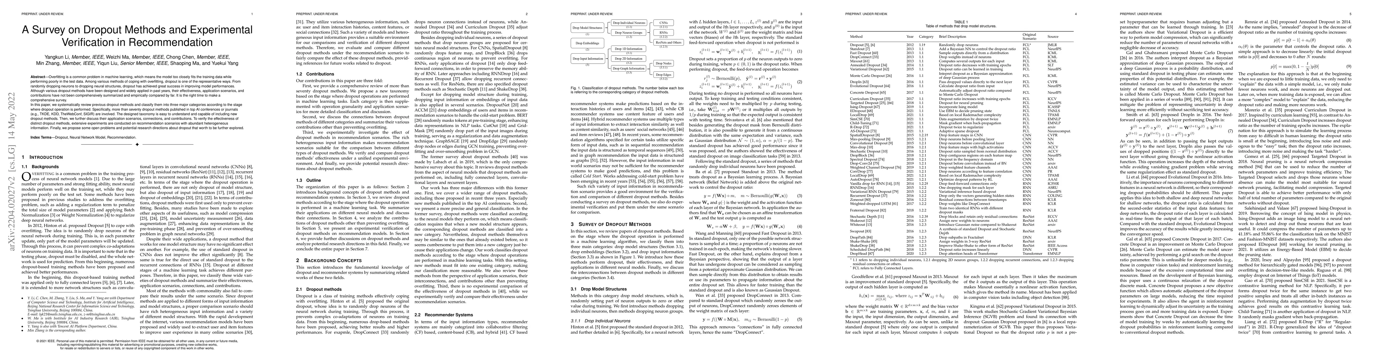 Thumbnail for A Survey on Dropout Methods and Experimental Verification in
  Recommendation