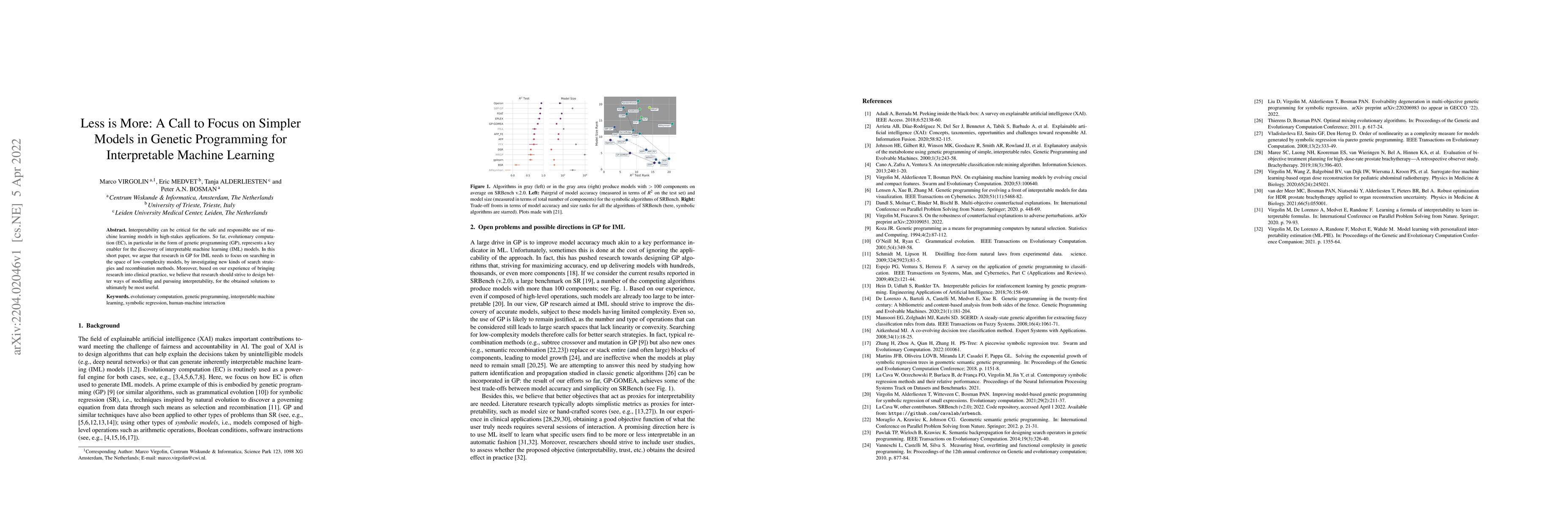 Thumbnail for Less is More: A Call to Focus on Simpler Models in Genetic Programming
  for Interpretable Machine Learning