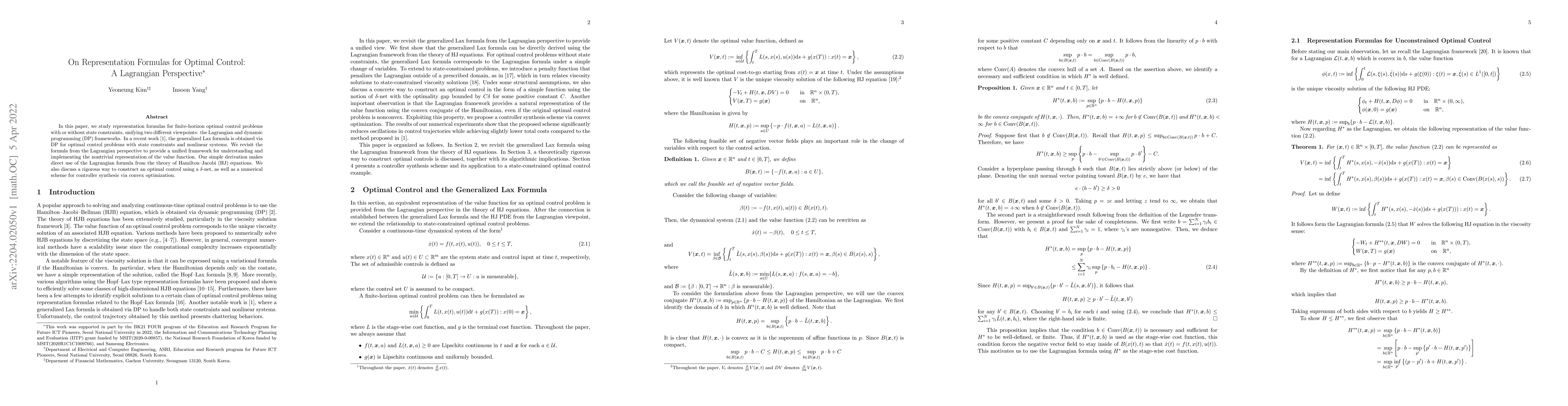 Thumbnail for On representation formulas for optimal control: A Lagrangian perspective