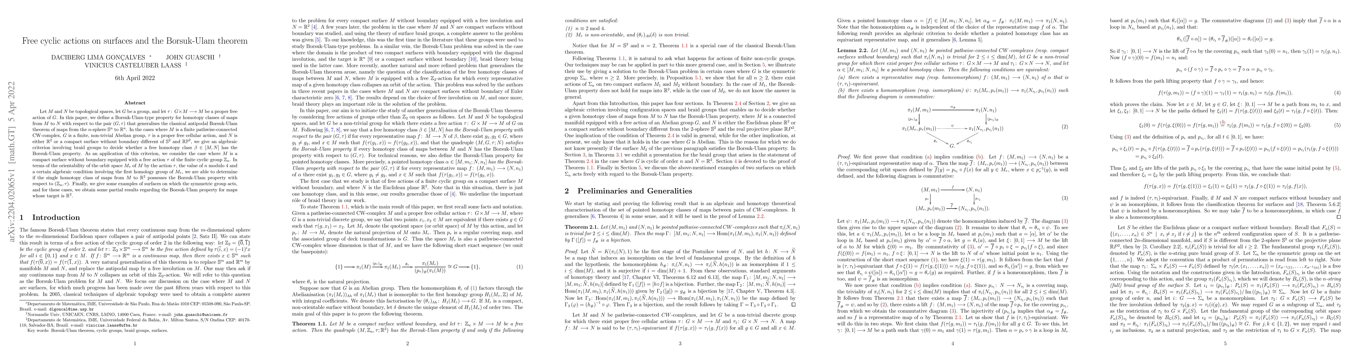 Thumbnail for Free cyclic actions on surfaces and the Borsuk-Ulam theorem