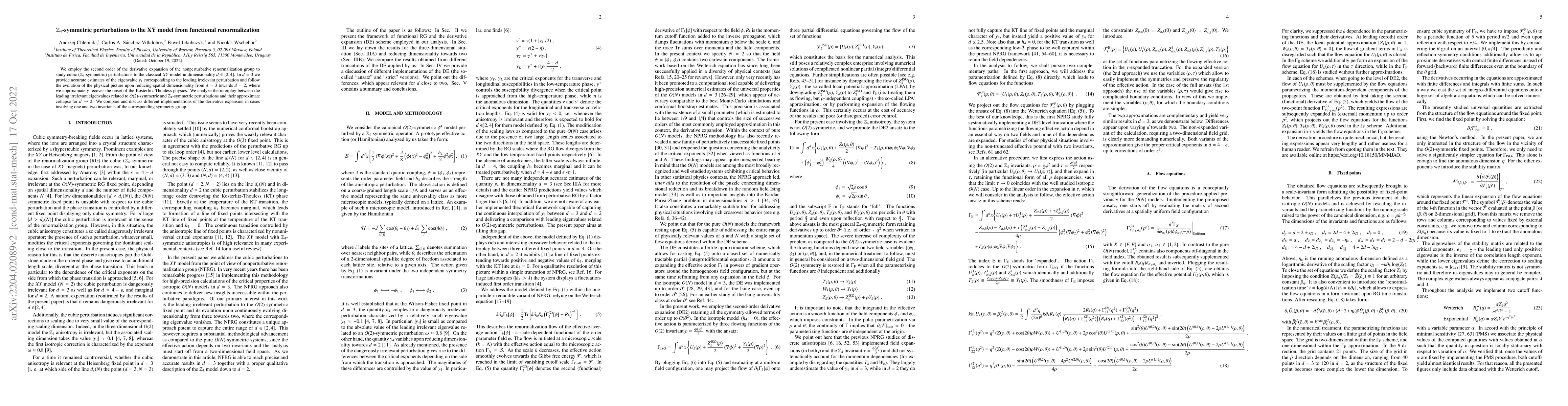 Thumbnail for $\mathbb{Z}_4$-symmetric perturbations to the XY model from functional
  renormalization