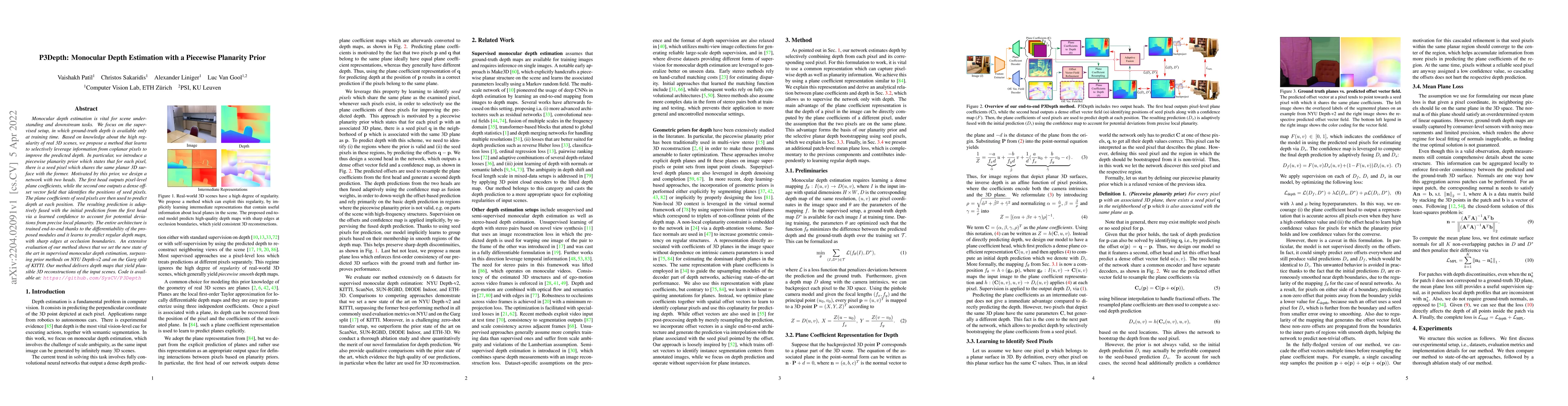 Thumbnail for P3Depth: Monocular Depth Estimation with a Piecewise Planarity Prior