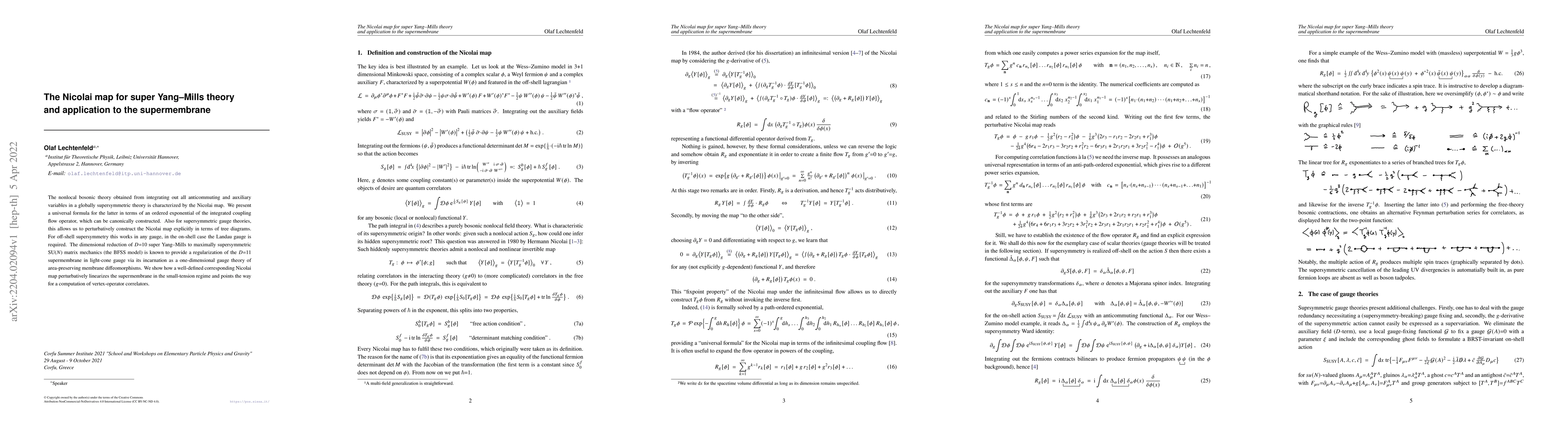 Thumbnail for The Nicolai map for super Yang-Mills theory and application to the
  supermembrane