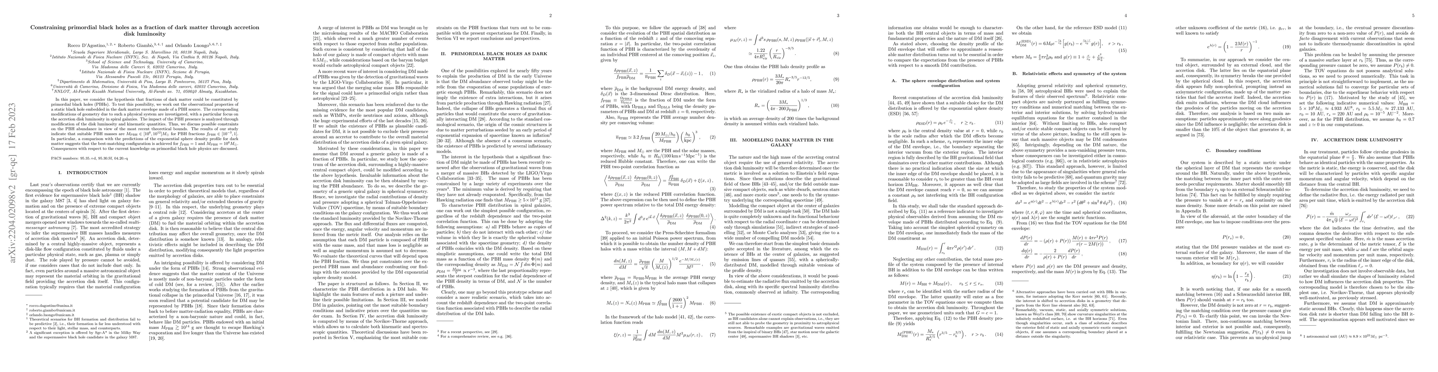 Thumbnail for Constraining primordial black holes as a fraction of dark matter through
  accretion disk luminosity
