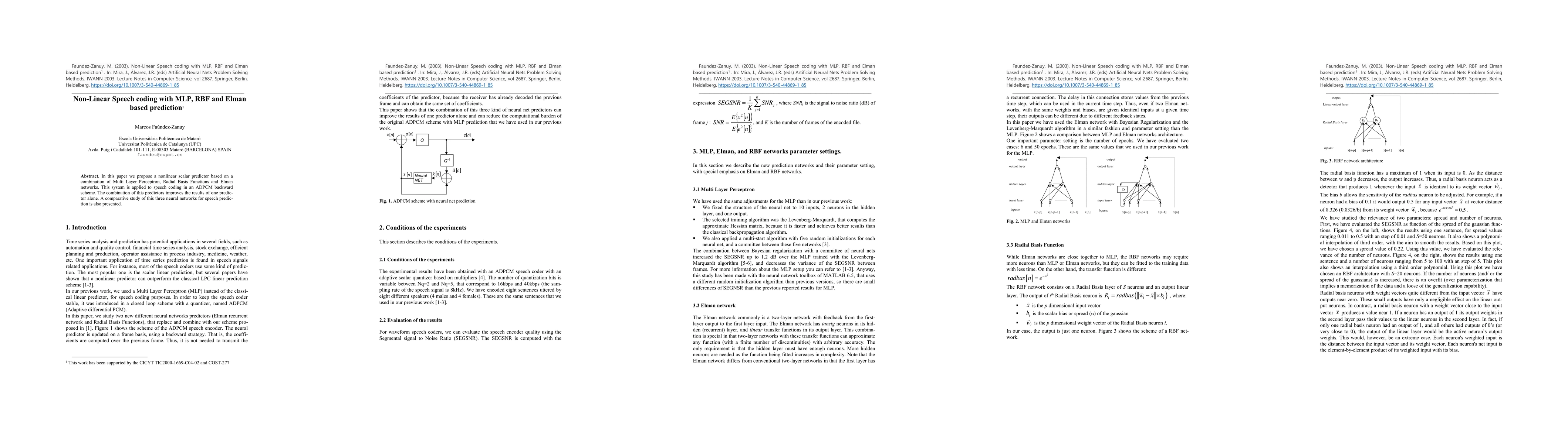 Thumbnail for Non-Linear Speech coding with MLP, RBF and Elman based prediction