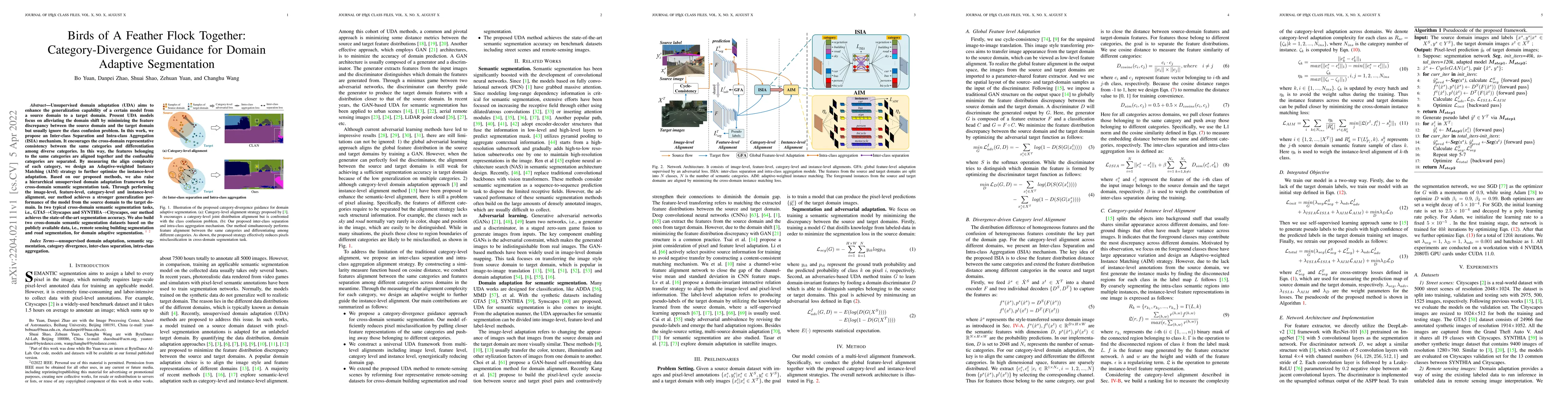 Thumbnail for Birds of A Feather Flock Together: Category-Divergence Guidance for
  Domain Adaptive Segmentation