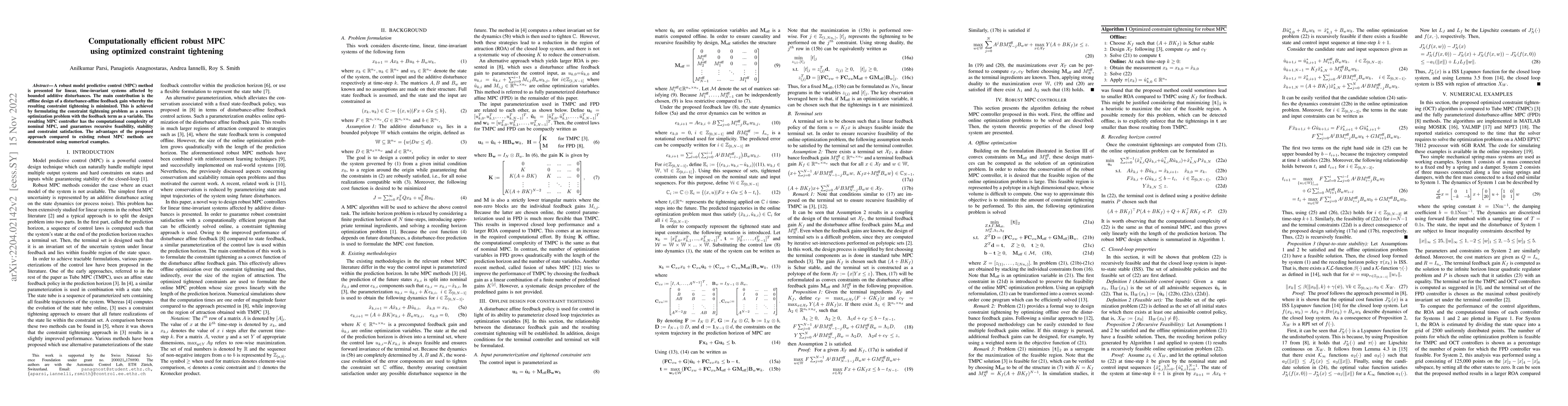 Thumbnail for Computationally efficient robust MPC using optimized constraint
  tightening