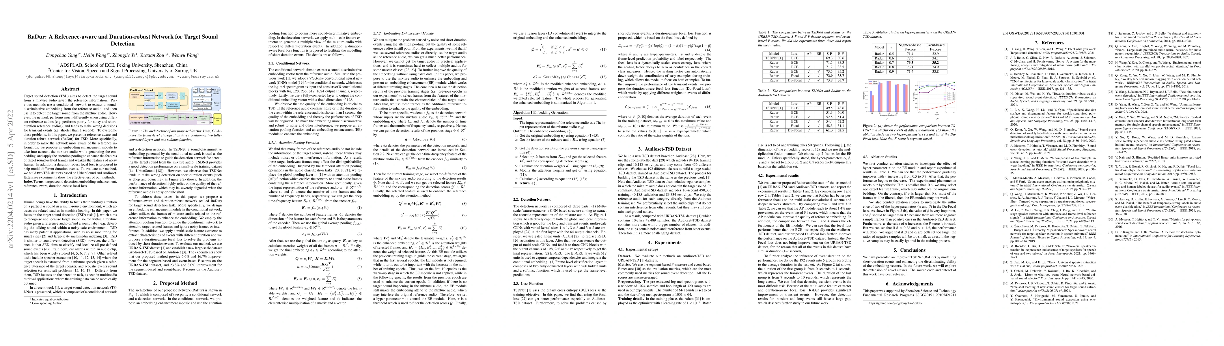 Thumbnail for RaDur: A Reference-aware and Duration-robust Network for Target Sound
  Detection