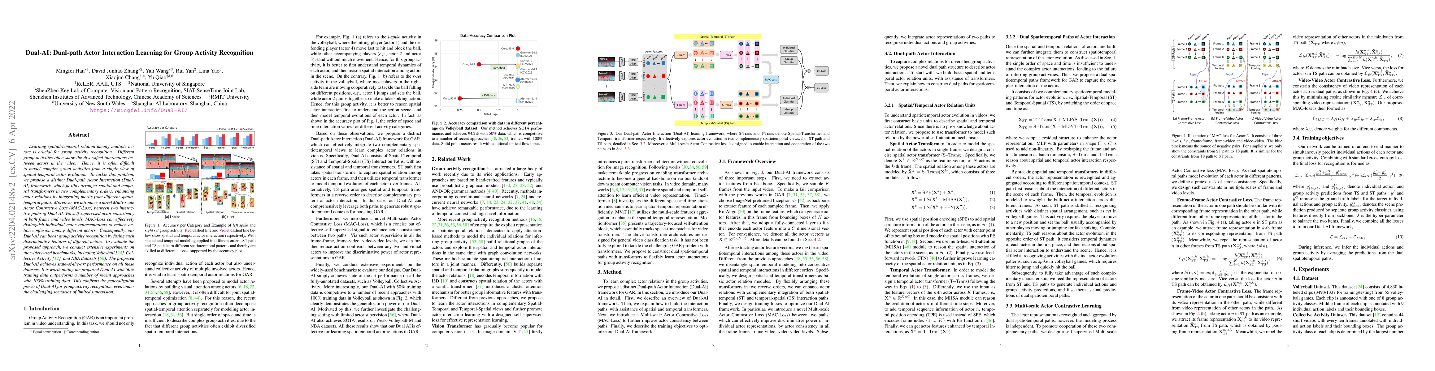 Thumbnail for Dual-AI: Dual-path Actor Interaction Learning for Group Activity
  Recognition