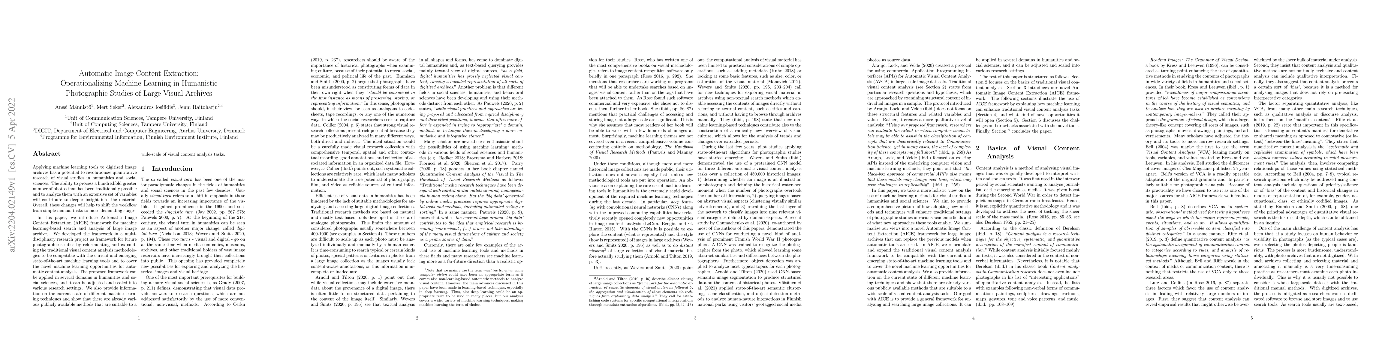 Thumbnail for Automatic Image Content Extraction: Operationalizing Machine Learning in
  Humanistic Photographic Studies of Large Visual Archives