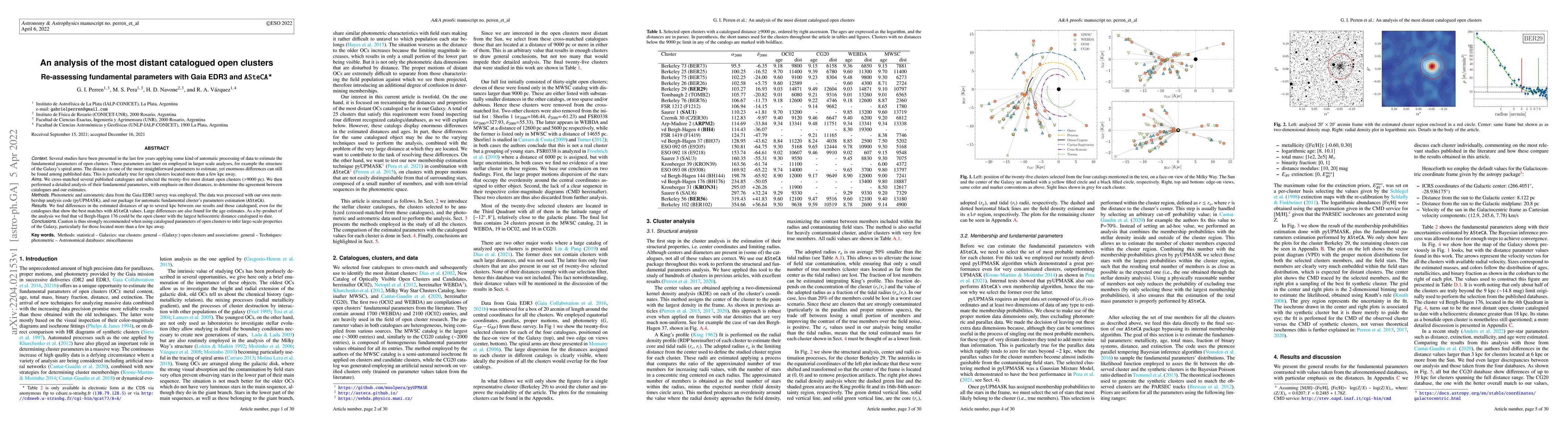 Thumbnail for An analysis of the most distant catalogued open clusters -- Re-assessing
  fundamental parameters with Gaia EDR3 and $\texttt{ASteCA}$