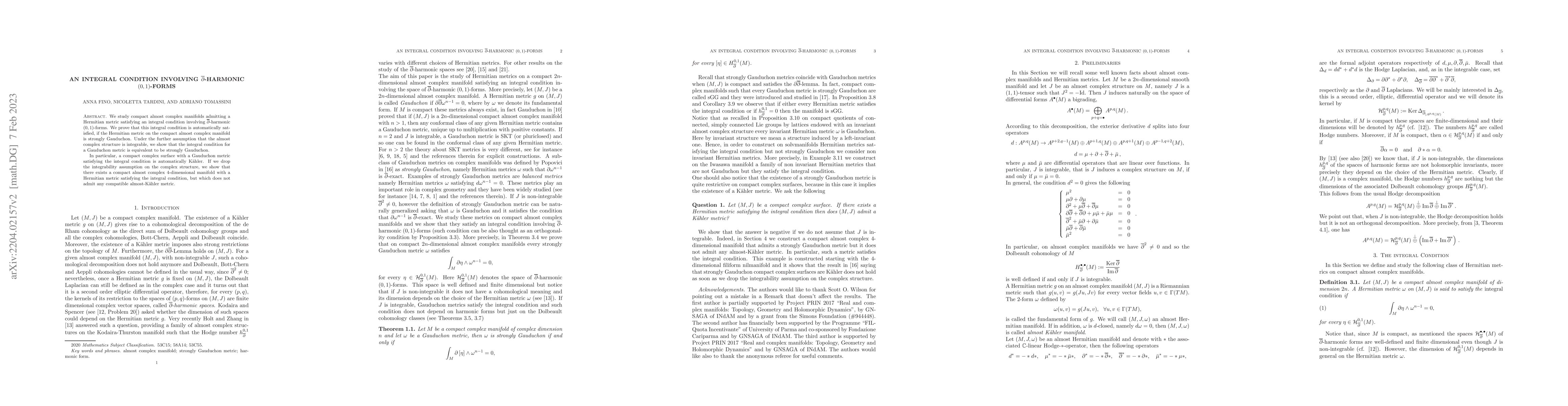 Thumbnail for An integral condition involving $\overline\partial$-harmonic
  $(0,1)$-forms