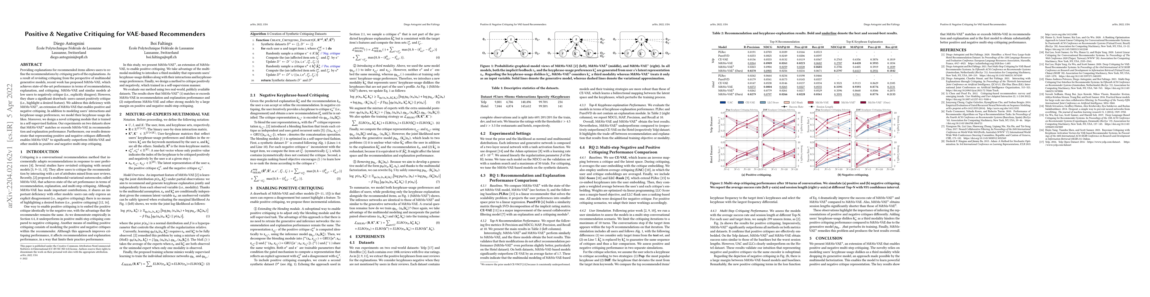 Thumbnail for Positive and Negative Critiquing for VAE-based Recommenders