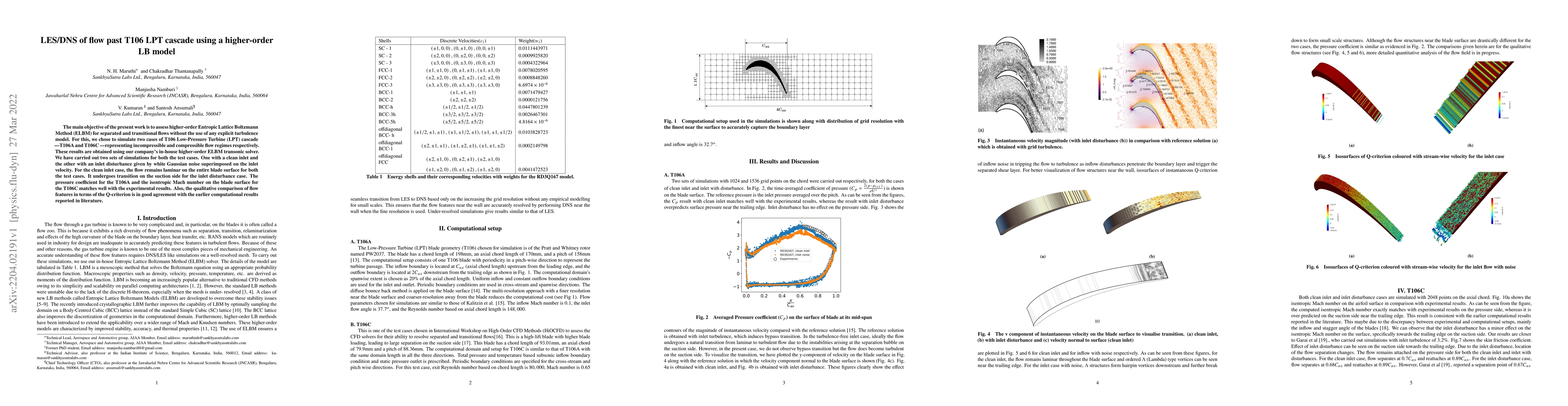 Thumbnail for LES/DNS of flow past T106 LPT cascade using a higher-order LB model