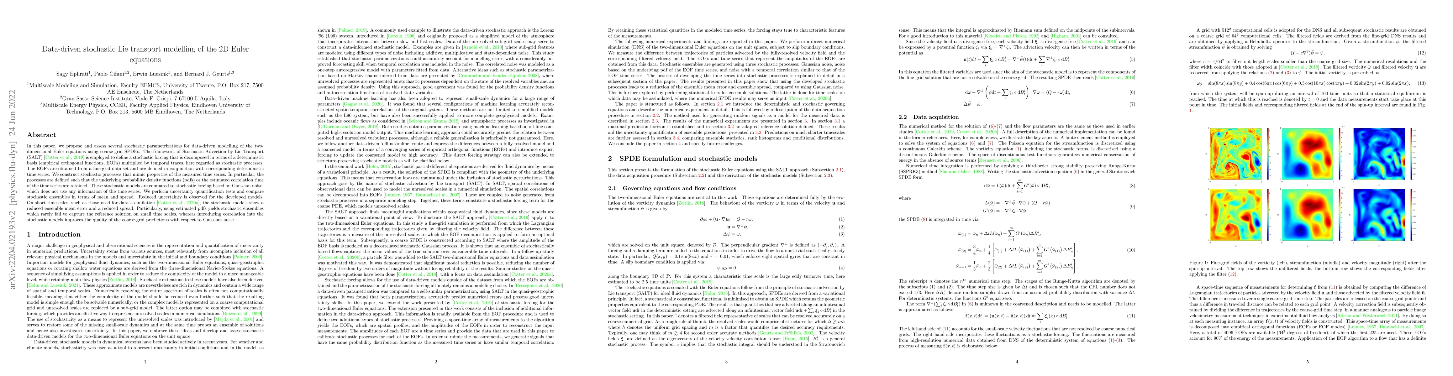 Thumbnail for Data-driven stochastic Lie transport modelling of the 2D Euler equations