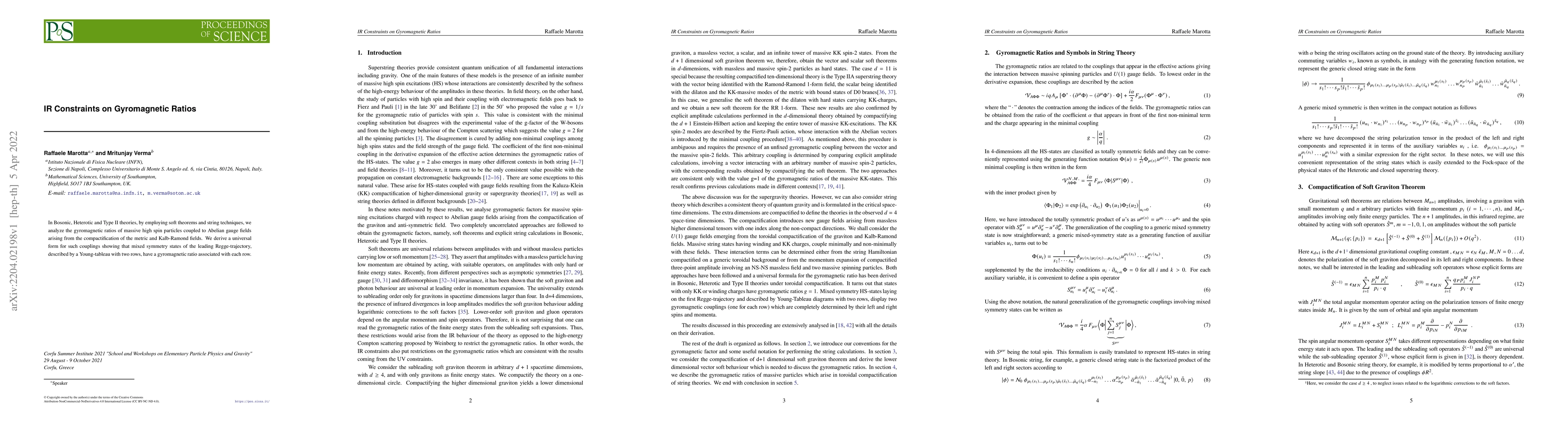 Thumbnail for IR Constraints on Gyromagnetic Ratios
