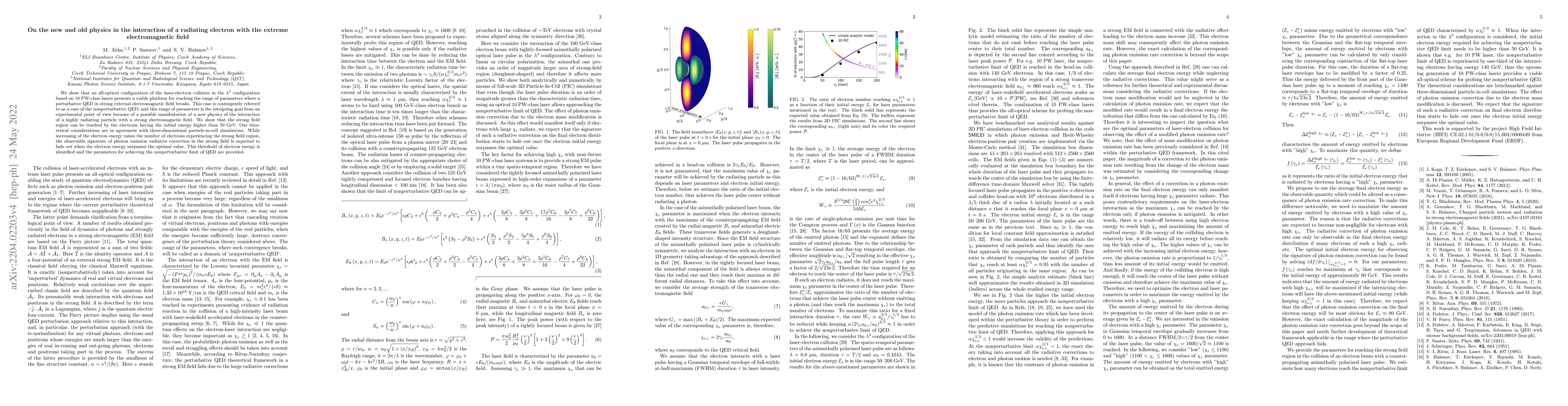 Thumbnail for On the new and old physics in the interaction of a radiating electron
  with the extreme electromagnetic field