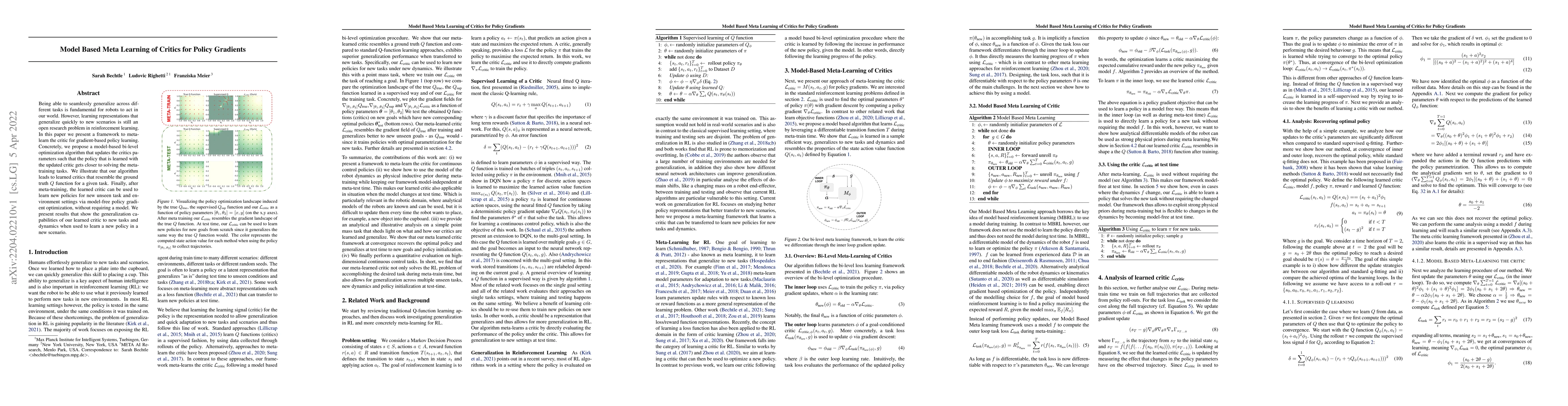 Thumbnail for Model Based Meta Learning of Critics for Policy Gradients