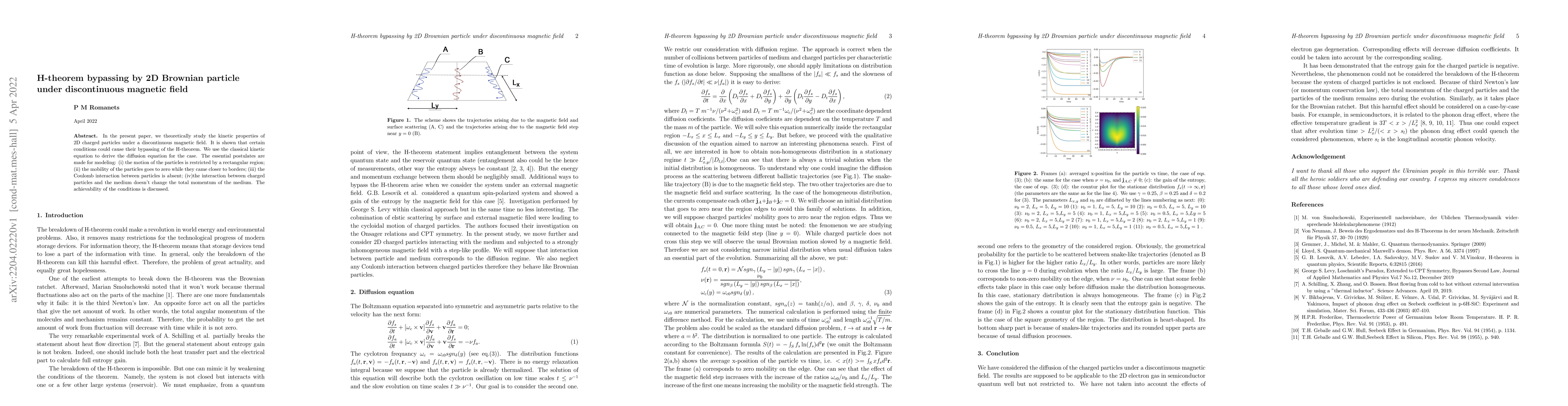 Thumbnail for H-theorem bypassing by 2D Brownian particle under discontinuous magnetic
  field