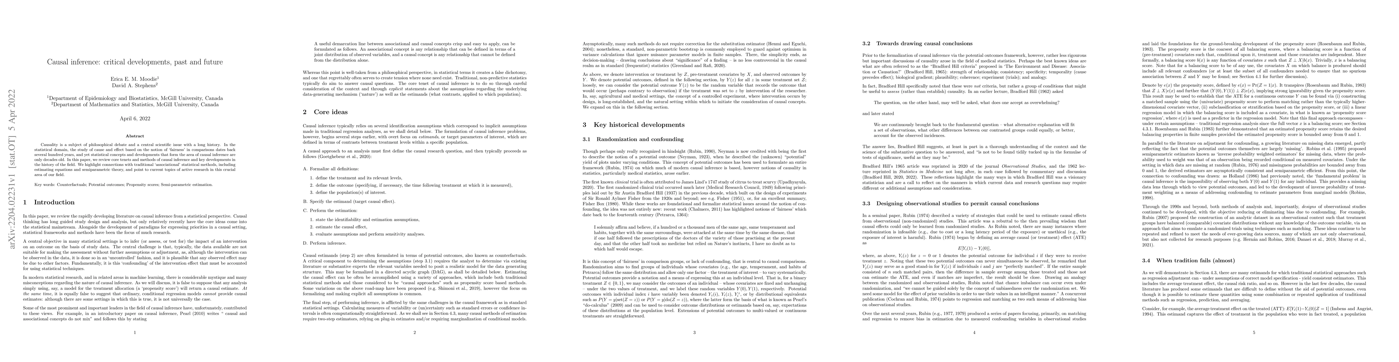 Thumbnail for Causal inference: critical developments, past and future