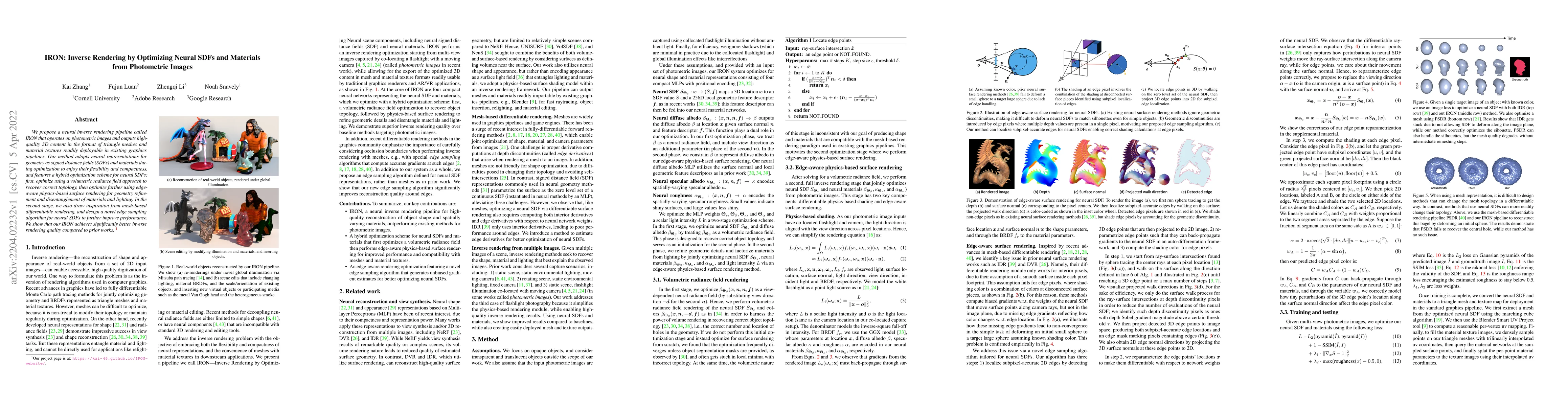 Thumbnail for IRON: Inverse Rendering by Optimizing Neural SDFs and Materials from
  Photometric Images