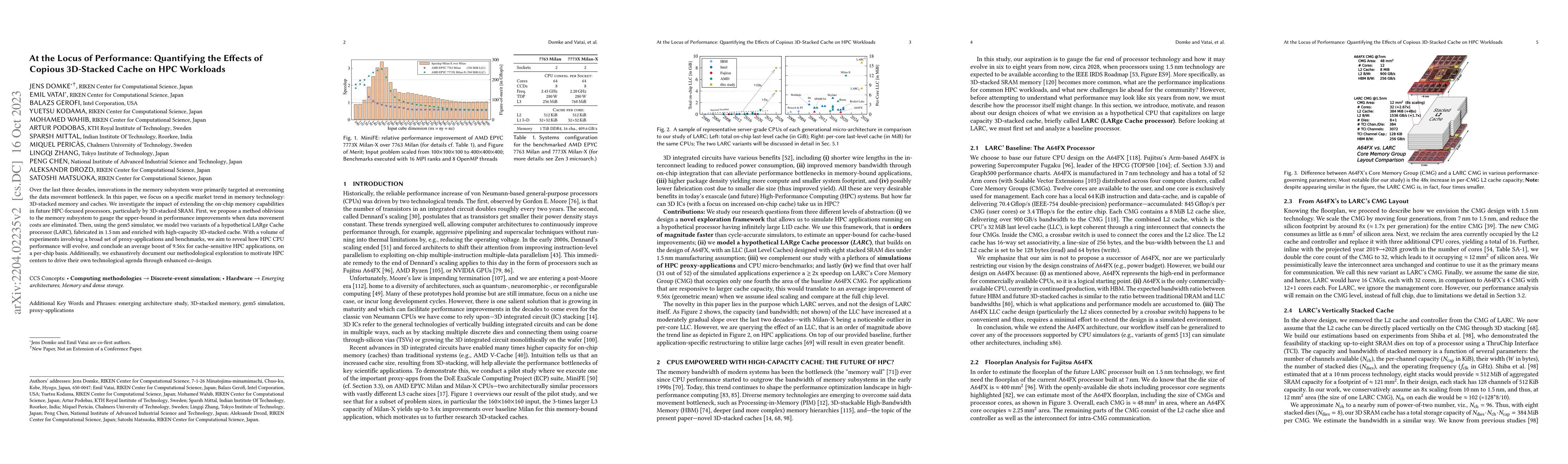 Thumbnail for At the Locus of Performance: Quantifying the Effects of Copious
  3D-Stacked Cache on HPC Workloads