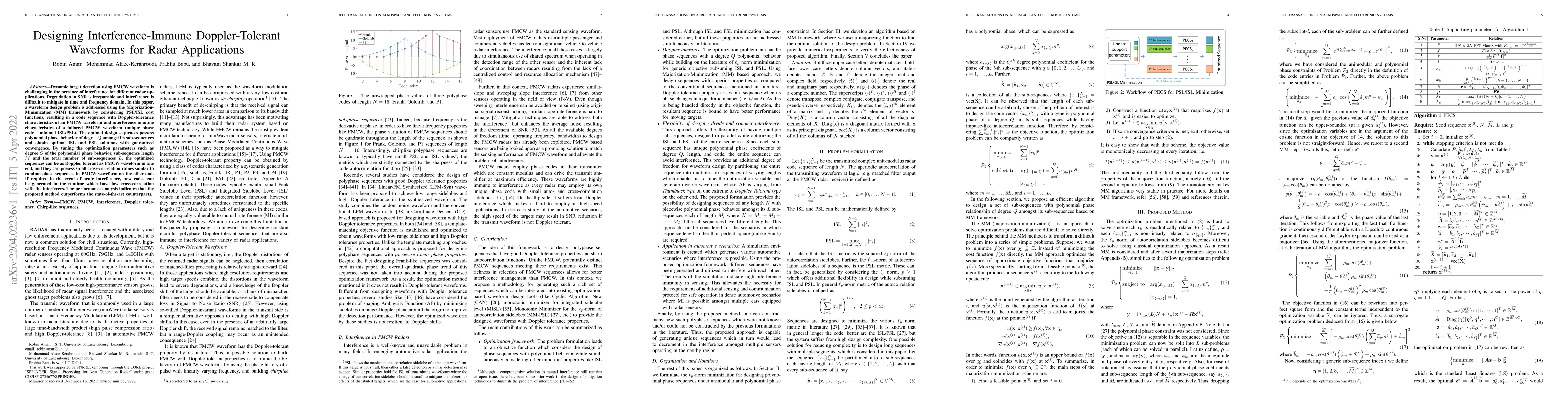 Thumbnail for Designing Interference-Immune Doppler-TolerantWaveforms for Automotive
  Radar Applications