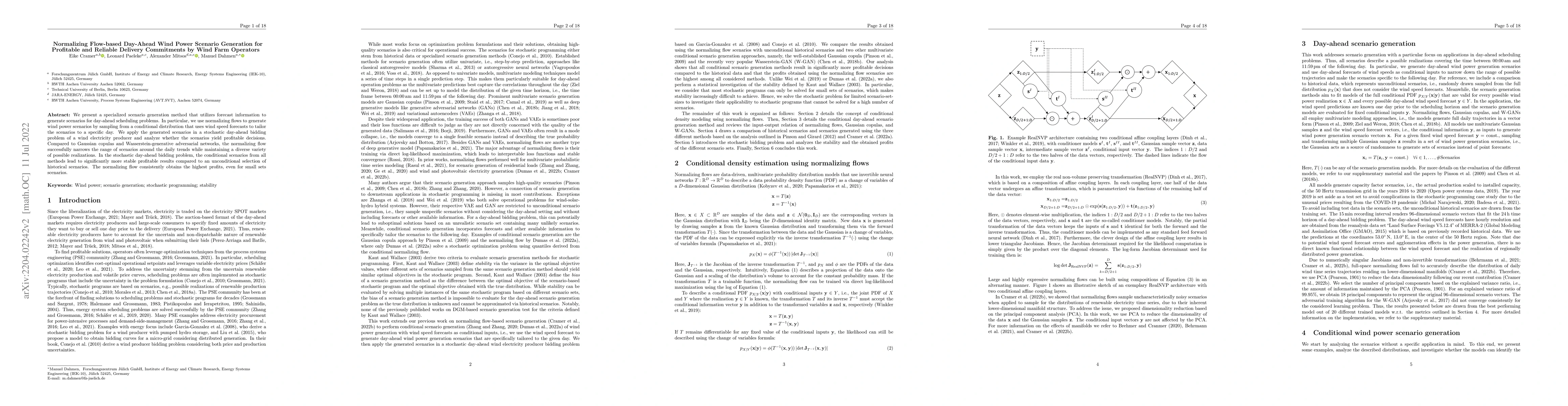 Thumbnail for Normalizing Flow-based Day-Ahead Wind Power Scenario Generation for
  Profitable and Reliable Delivery Commitments by Wind Farm Operators