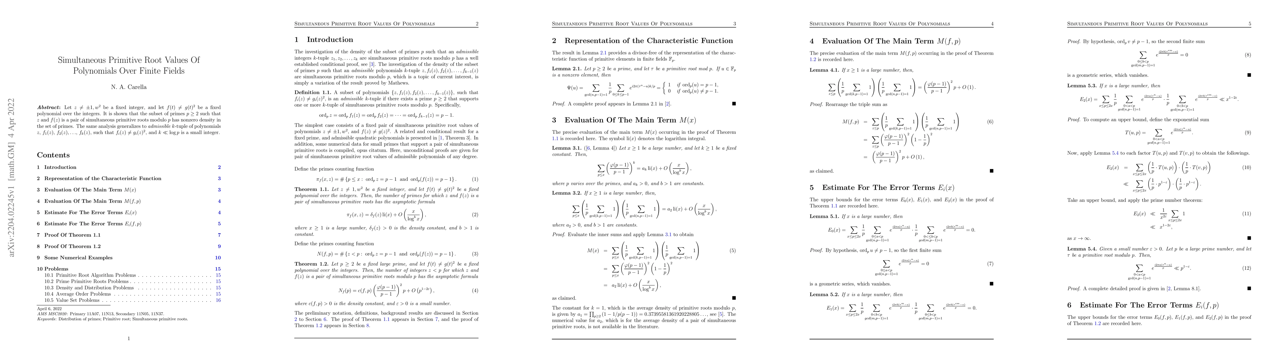 Thumbnail for Simultaneous Primitive Root Values Of Polynomials