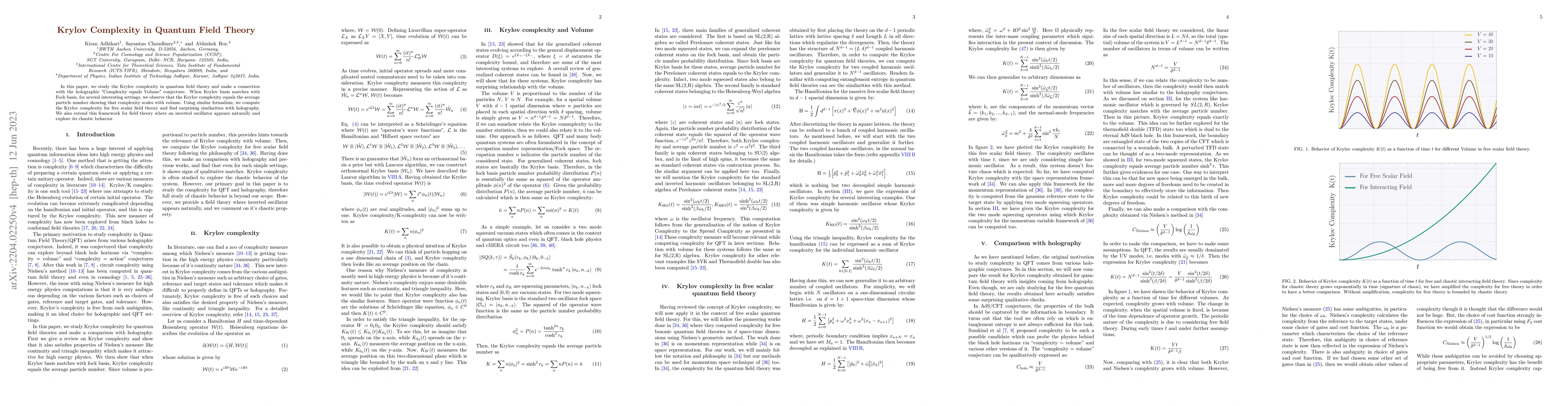 Thumbnail for Krylov Complexity in Quantum Field Theory