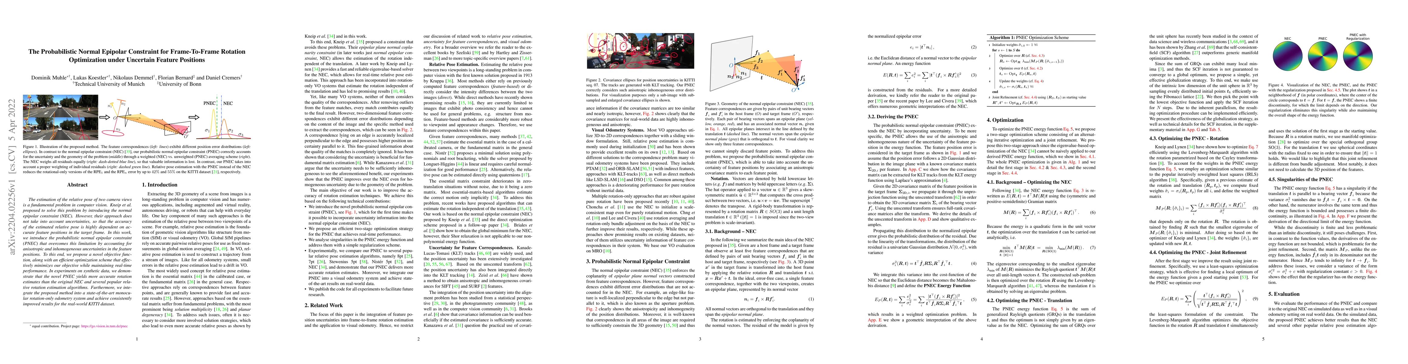 Thumbnail for The Probabilistic Normal Epipolar Constraint for Frame-To-Frame Rotation
  Optimization under Uncertain Feature Positions