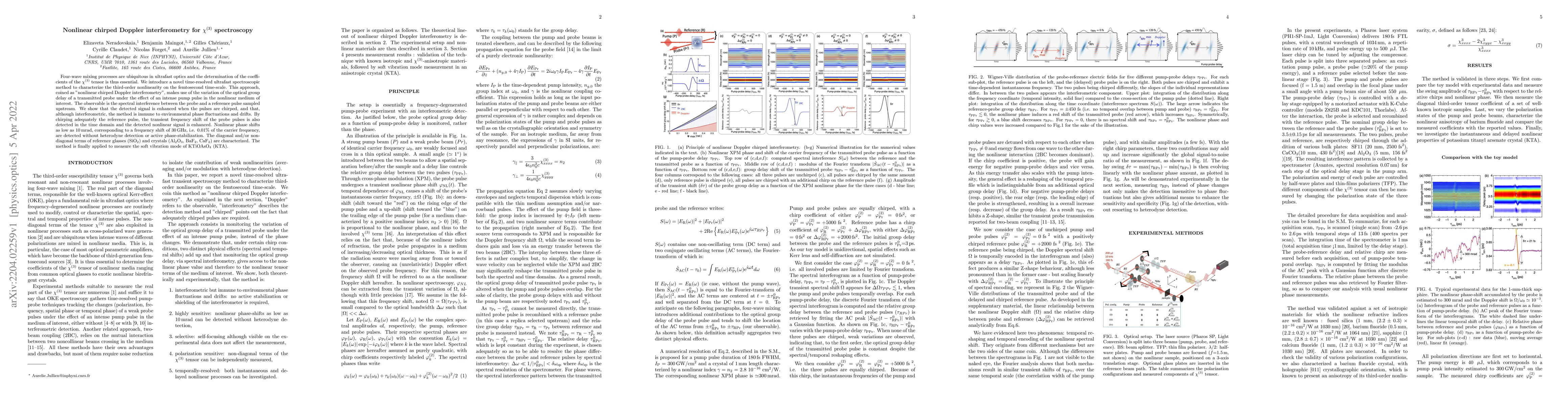 Thumbnail for Nonlinear chirped Doppler interferometry for \c{hi}(3) spectroscopy