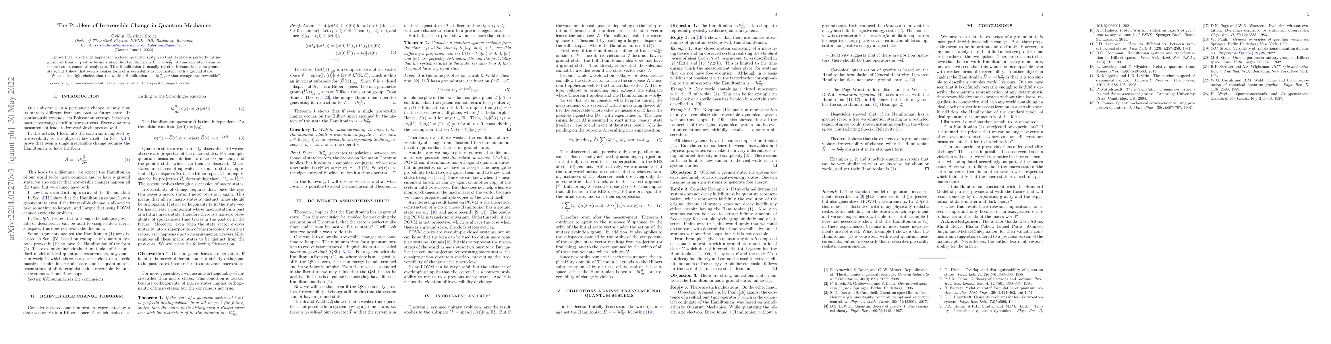 Thumbnail for The Problem of Irreversible Change in Quantum Mechanics