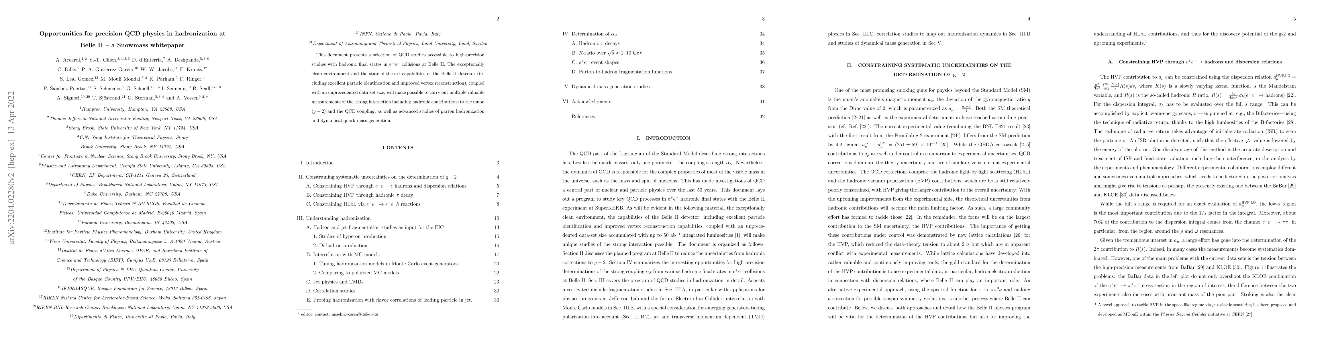 Thumbnail for Opportunities for precision QCD physics in hadronization at Belle II --
  a snowmass whitepaper