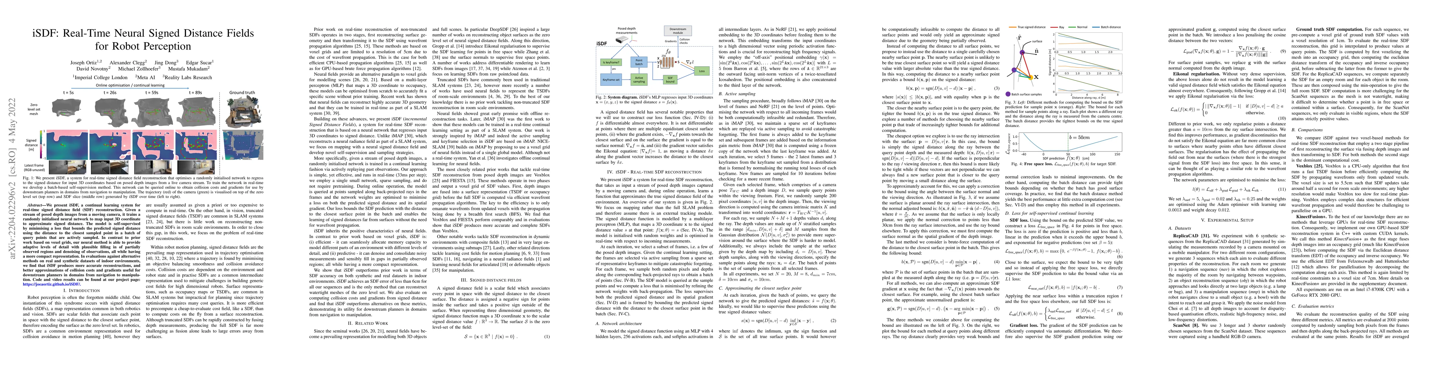 Thumbnail for iSDF: Real-Time Neural Signed Distance Fields for Robot Perception
