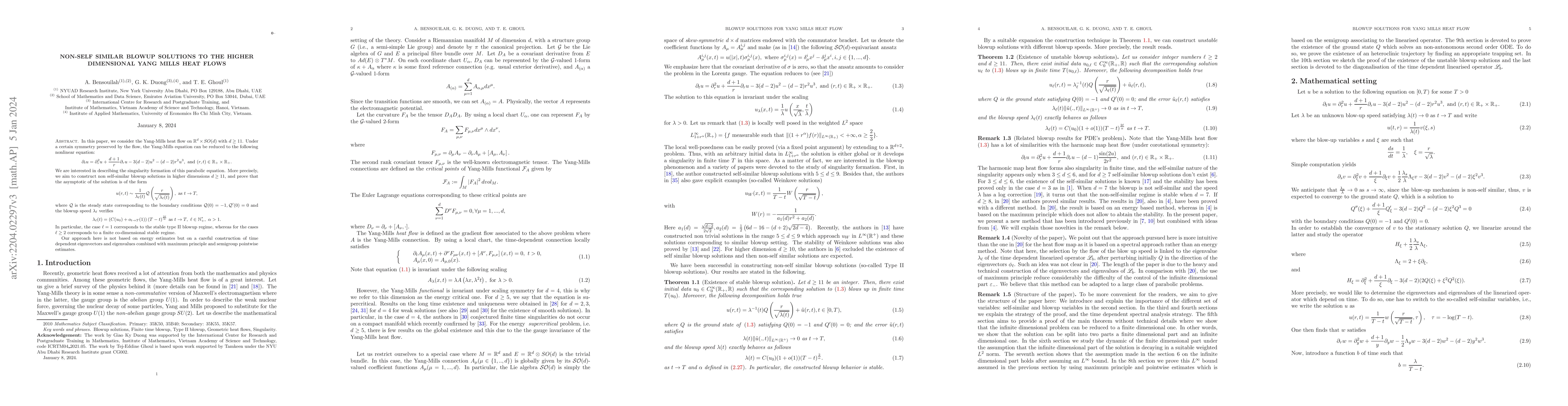 Thumbnail for Non-self similar blowup solutions to the higher dimensional Yang-Mills
  heat flows