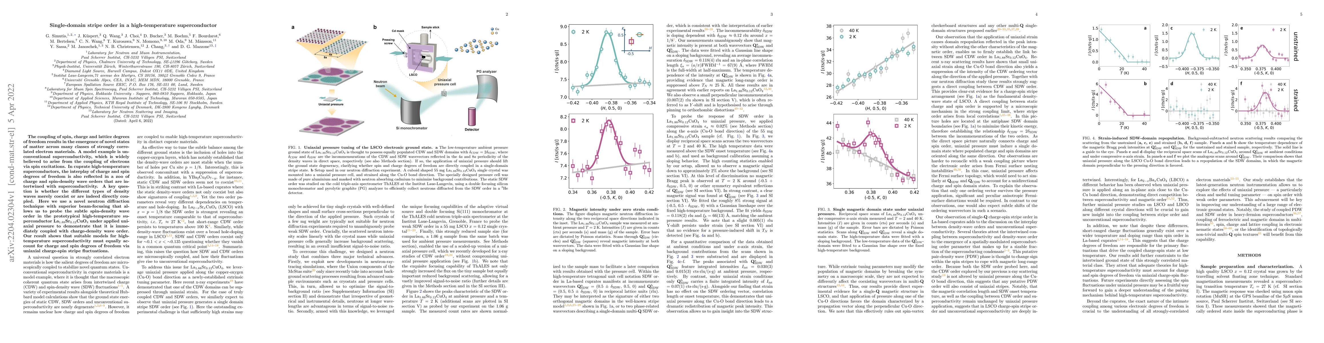 Thumbnail for Single domain stripe order in a high-temperature superconductor