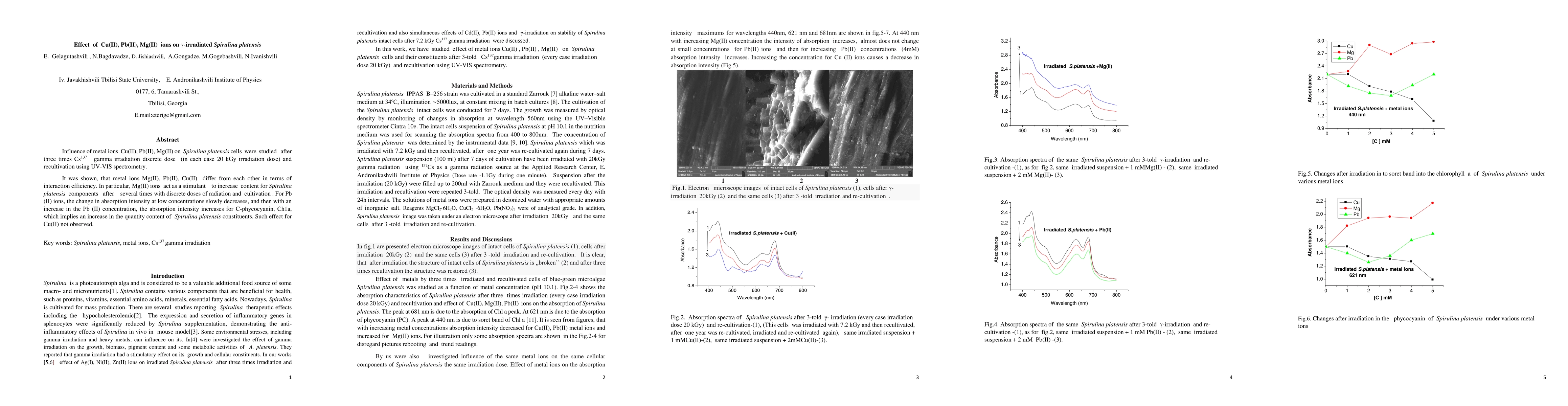 Thumbnail for Effect of Cu(II), Pb(II), Mg(II) ions on gamma-irradiated Spirulina
  platensis