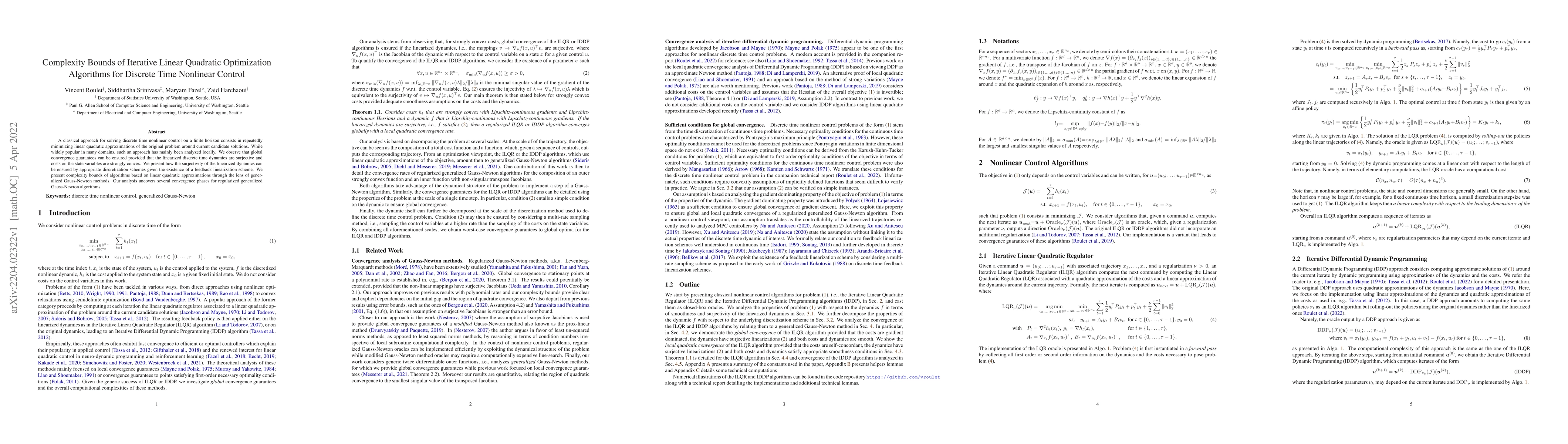 Thumbnail for Complexity Bounds of Iterative Linear Quadratic Optimization Algorithms
  for Discrete Time Nonlinear Control